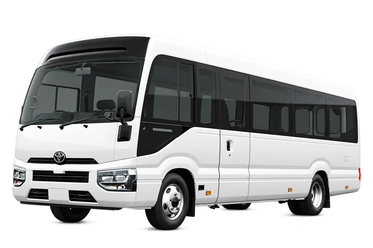 Toyota Coaster, representative vehicle; or similar may be supplied