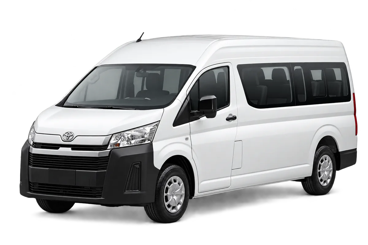 Toyota Hiace, representative vehicle; or similar may be supplied