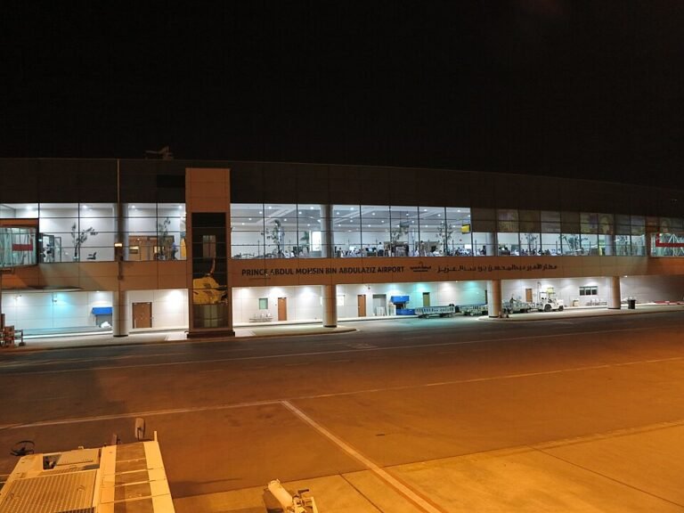 Prince Mohammad Bin Abdulaziz International Airport at night, Madinah