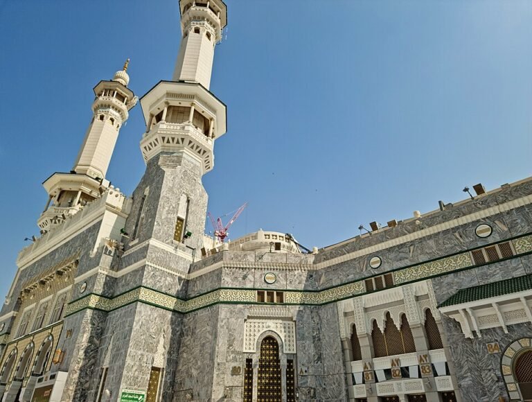 The exterior of the Grand Mosque in Makkah, a destination pilgrims travel to alone or in groups