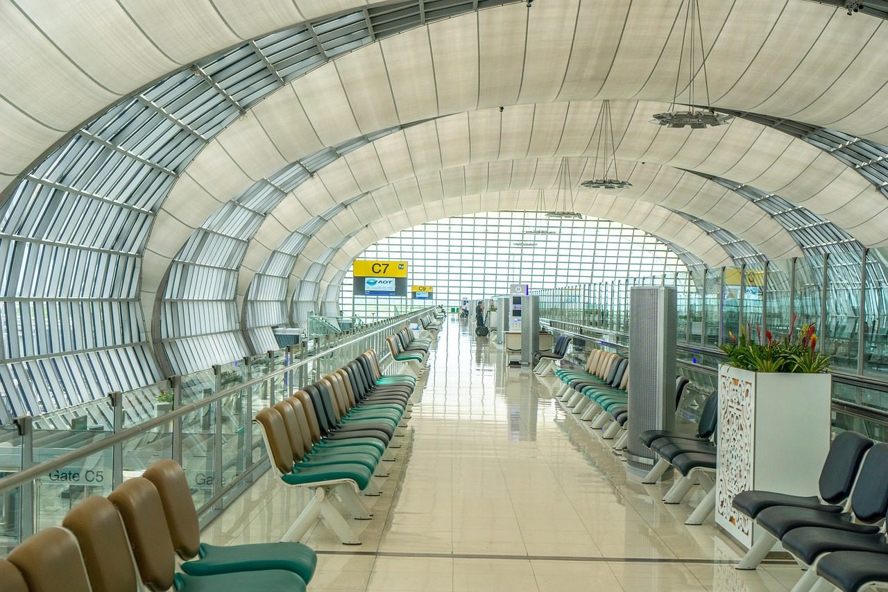 Airport gate area where pilgrims are met as part of a Hajj transport package