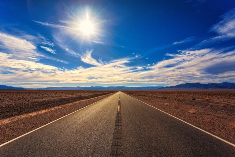 A desert highway typical of routes used for pilgrim transport in Saudi Arabia