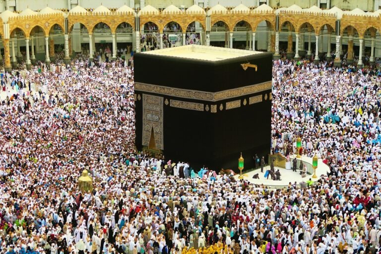 Pilgrims arriving during the busy Hajj travel season