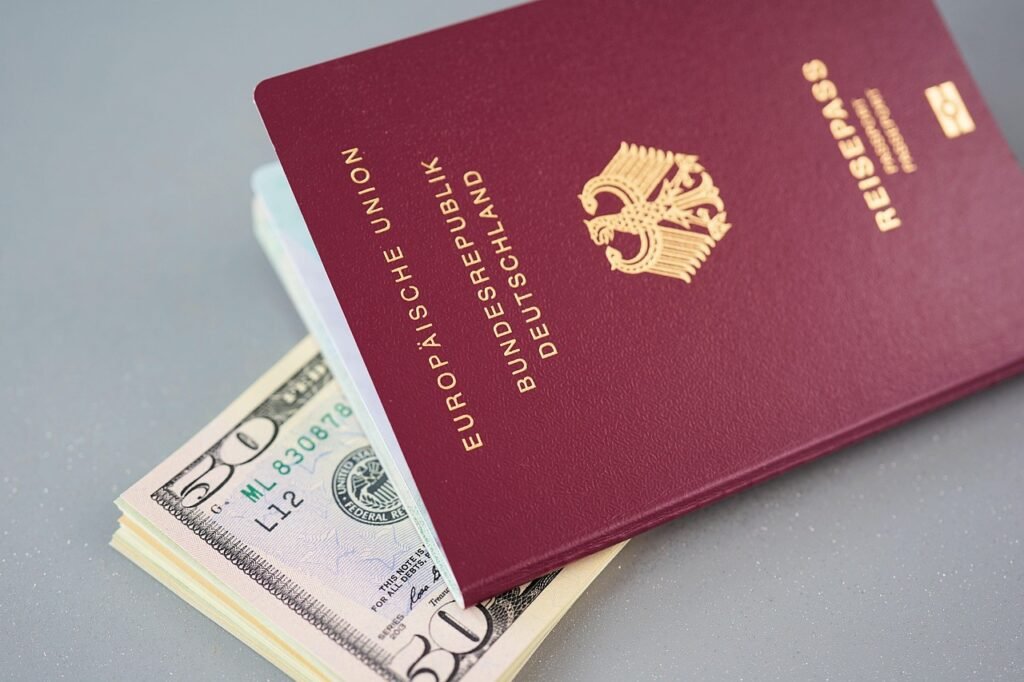 Pilgrim reviewing visa and travel documents while planning an Umrah trip