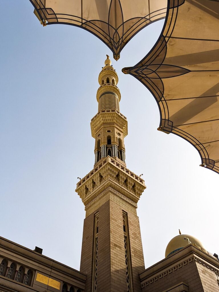 Quba Mosque exterior in Madinah, a key Ziyarah site